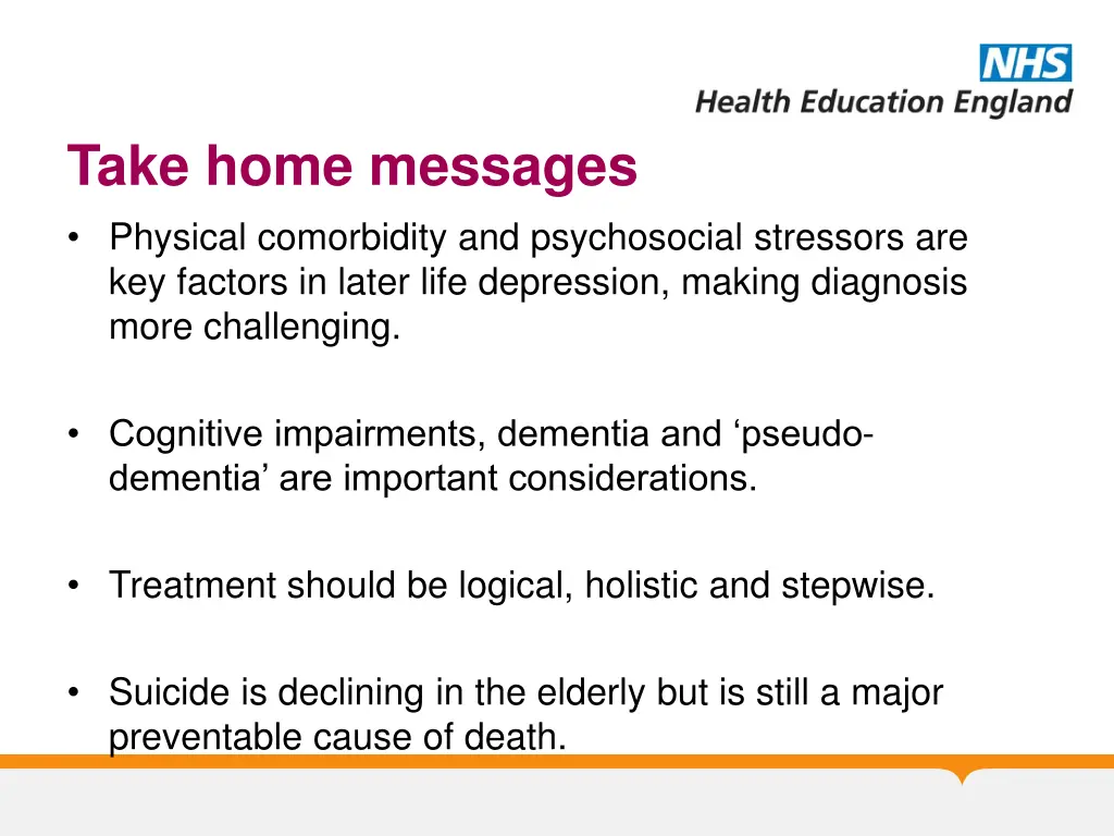 take home messages physical comorbidity