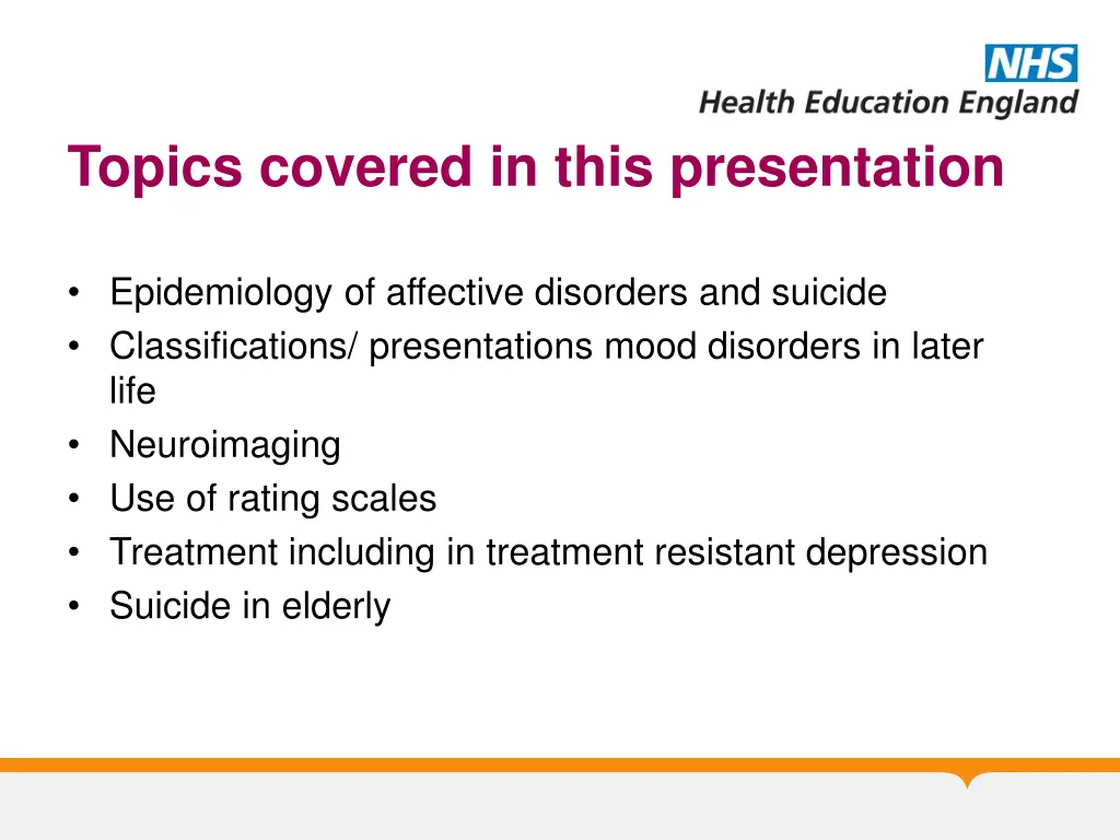 topics covered in this presentation