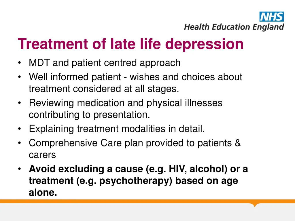 treatment of late life depression mdt and patient