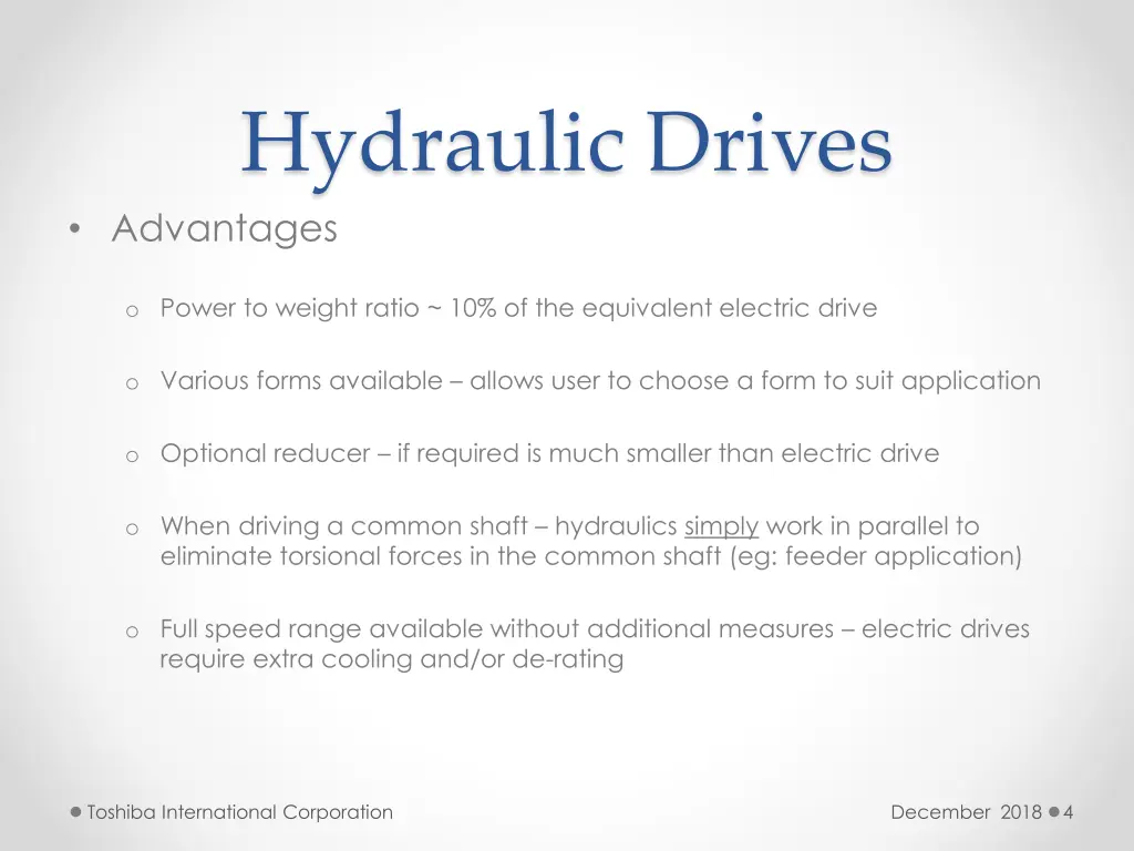 hydraulic drives advantages