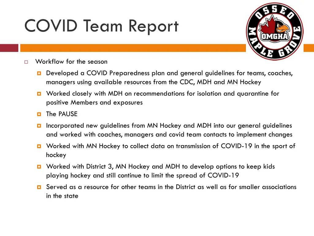 covid team report 2