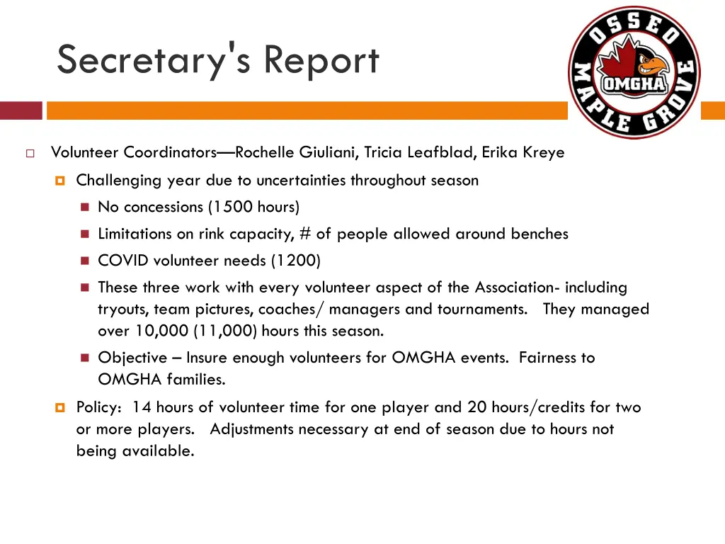 secretary s report 1