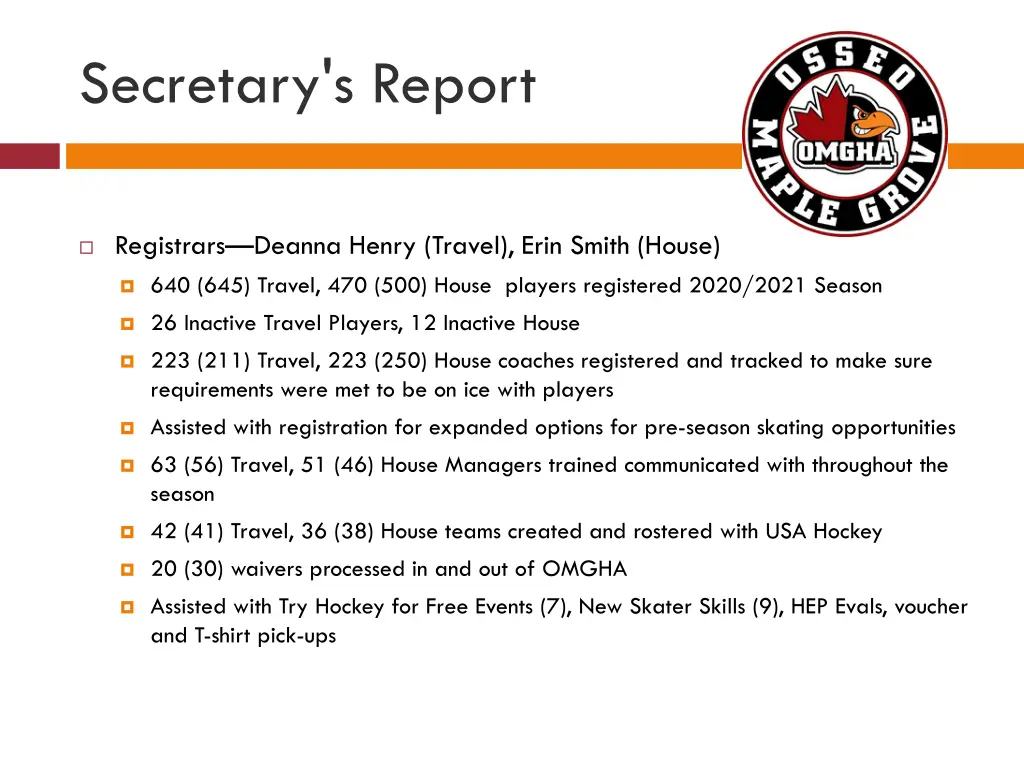 secretary s report