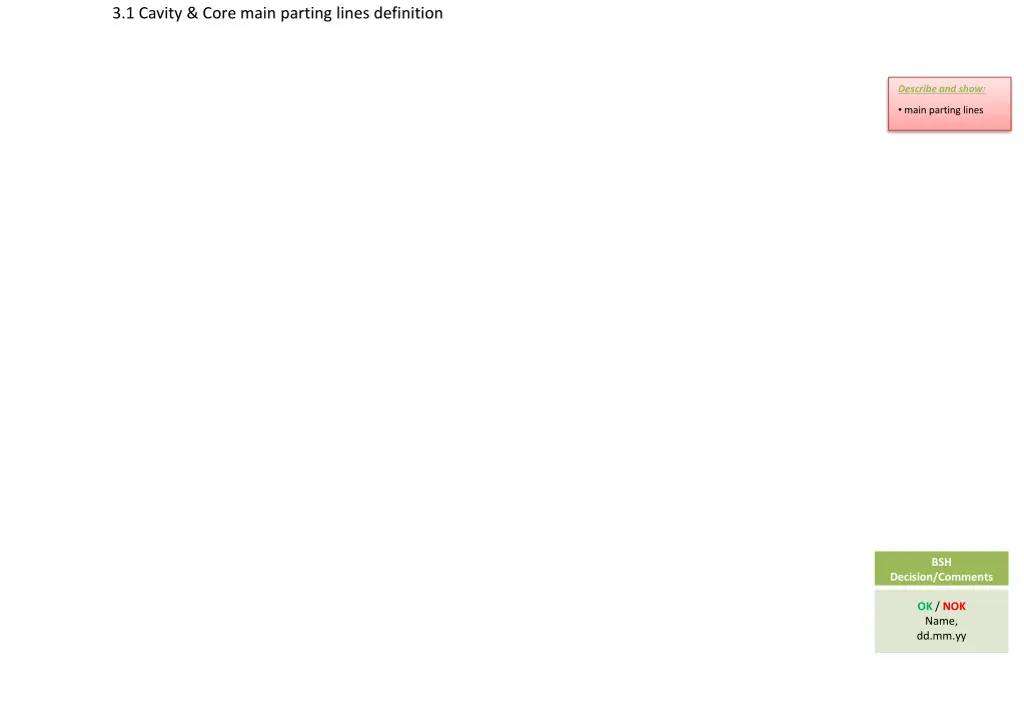 3 1 cavity core main parting lines definition