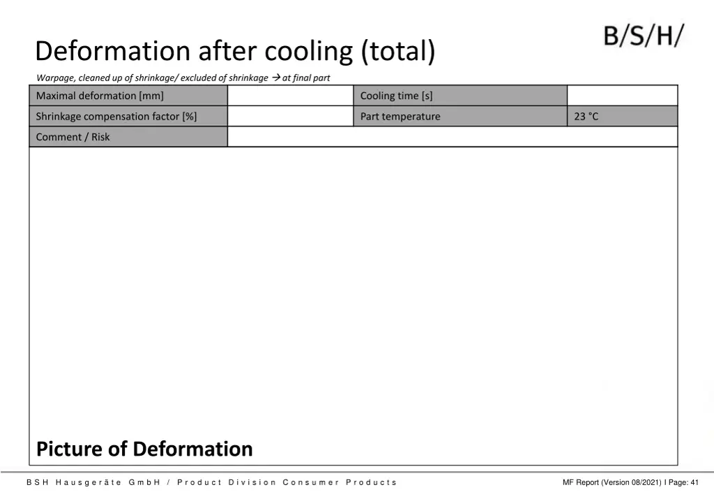 deformation after cooling total warpage cleaned