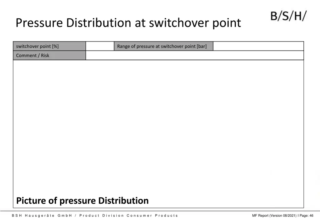 pressure distribution at switchover point
