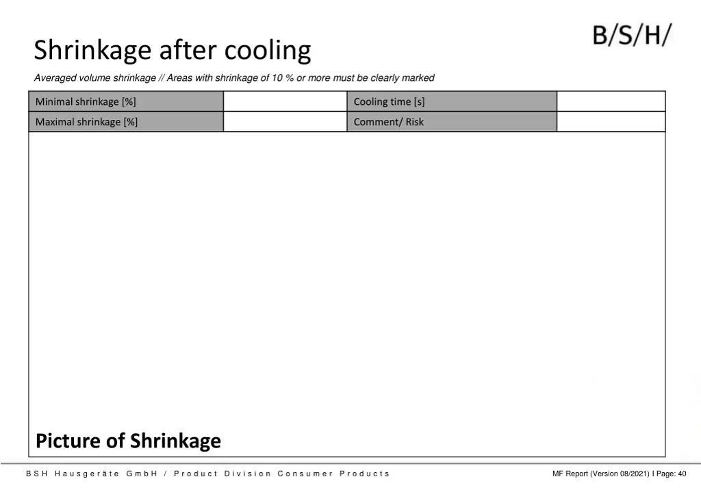 shrinkage after cooling