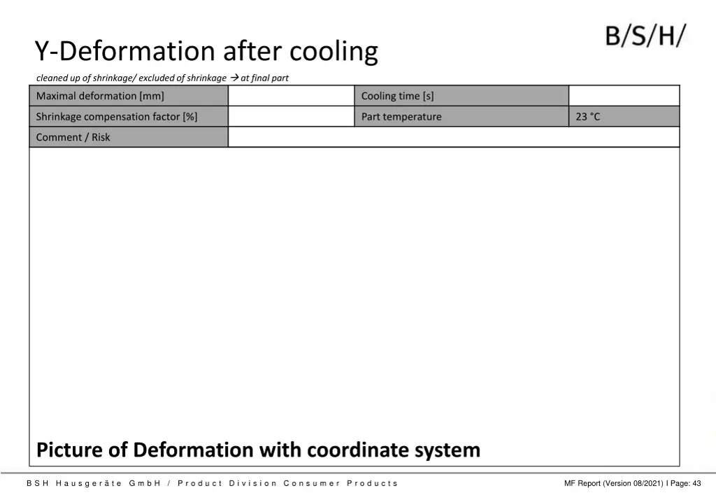 y deformation after cooling cleaned