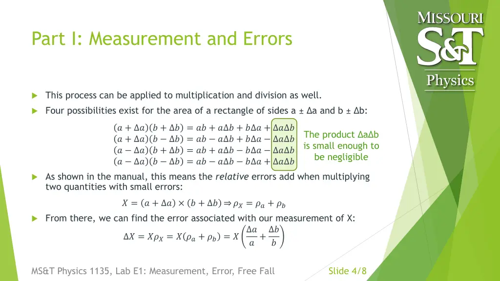 part i measurement and errors 1