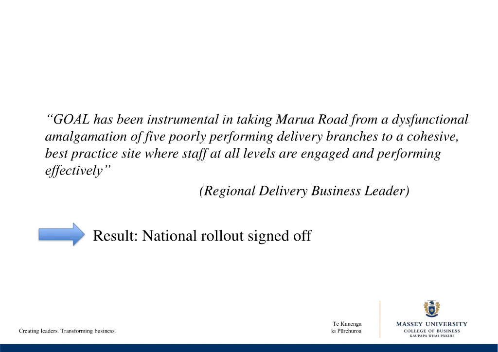 goal has been instrumental in taking marua road