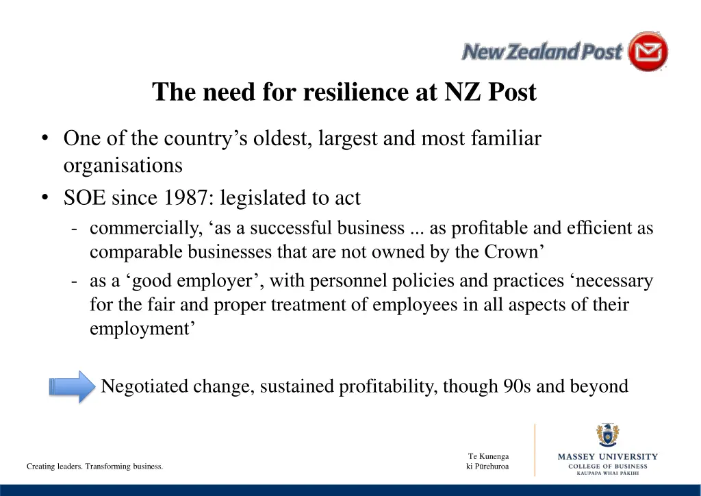 the need for resilience at nz post