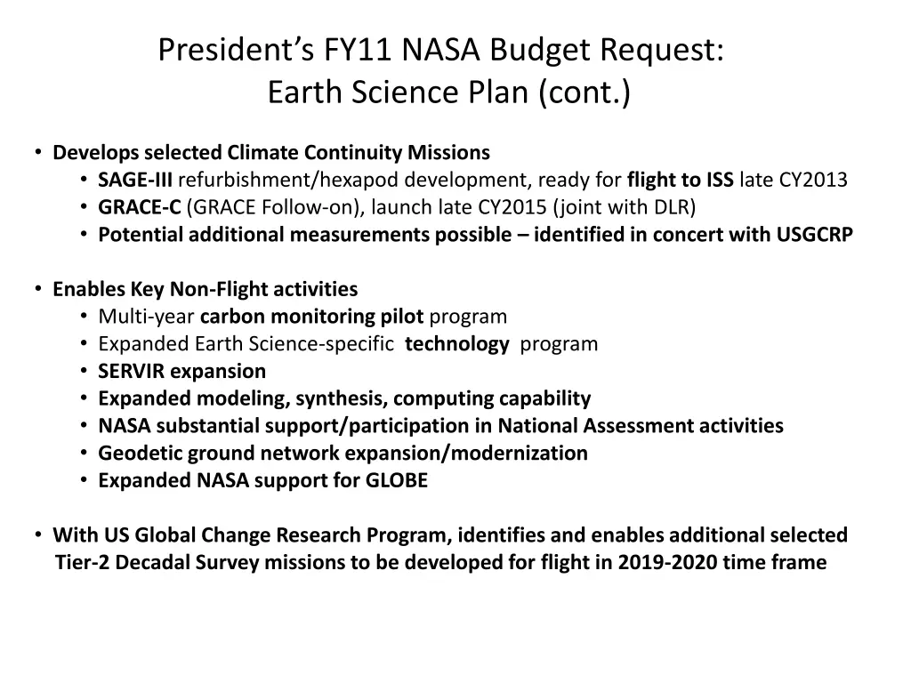 president s fy11 nasa budget request earth 1
