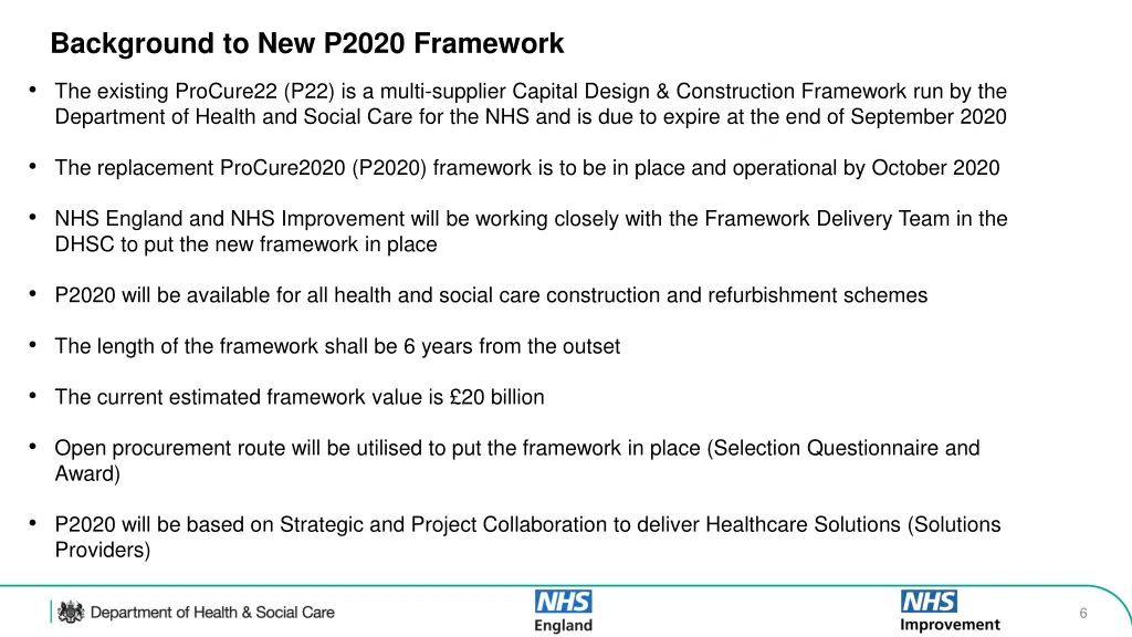 background to new p2020 framework