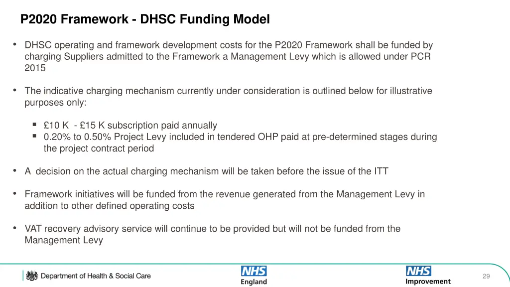 p2020 framework dhsc funding model