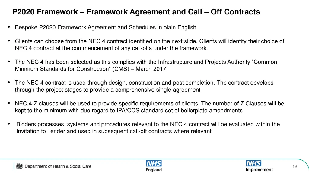 p2020 framework framework agreement and call
