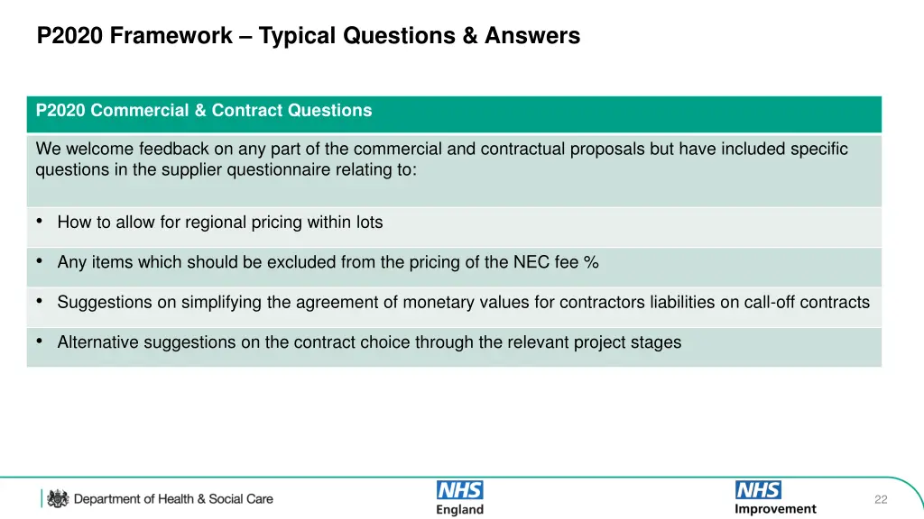 p2020 framework typical questions answers
