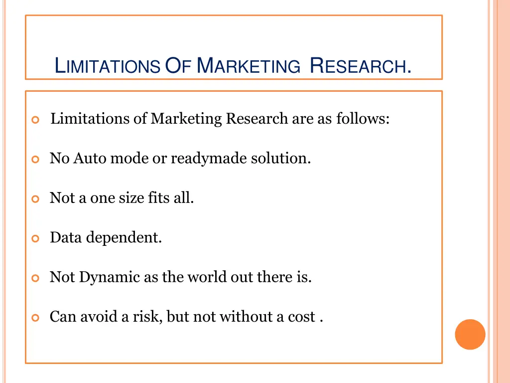 l imitations o f m arketing r esearch