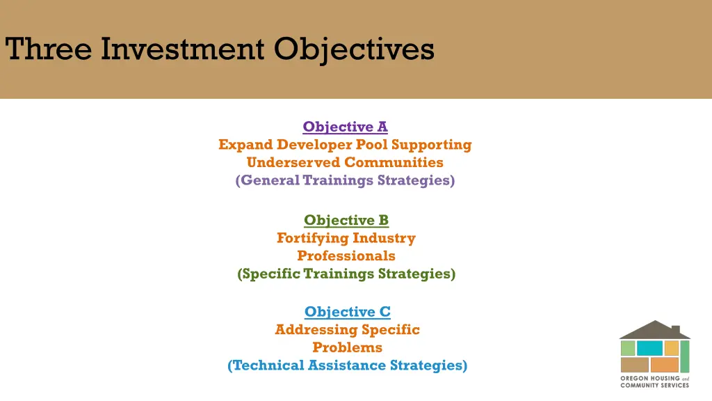 three investment objectives
