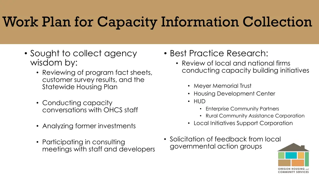 work plan for capacity information collection