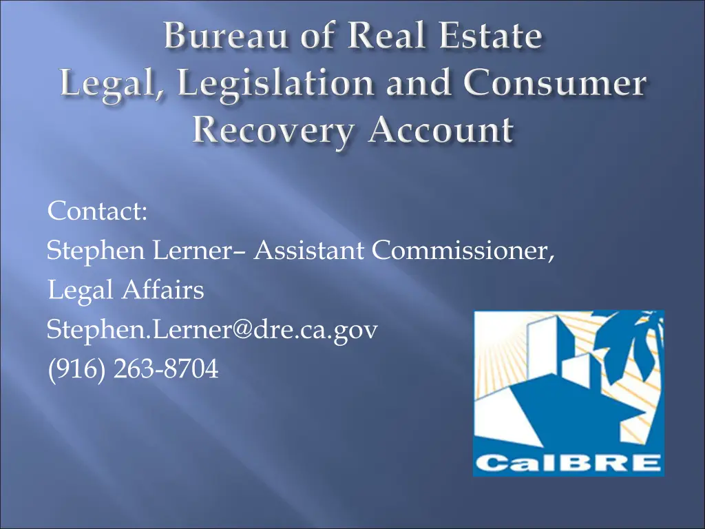 contact stephen lerner assistant commissioner