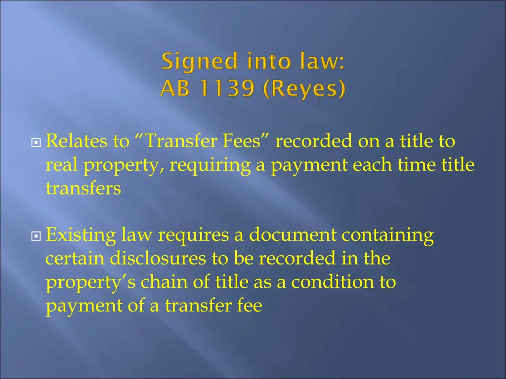 relates to transfer fees recorded on a title