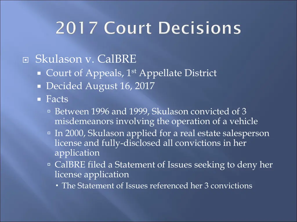 skulason v calbre court of appeals 1 st appellate