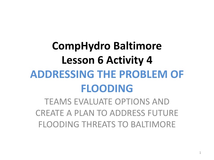 comphydro baltimore lesson 6 activity