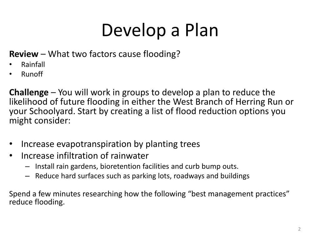 develop a plan
