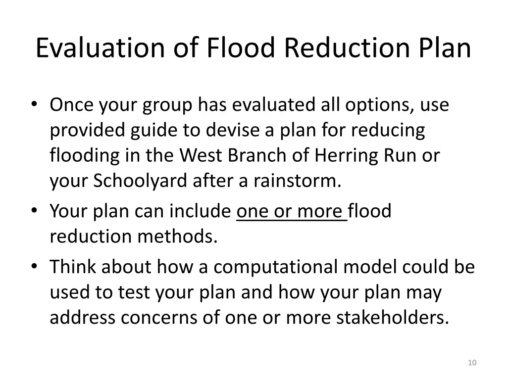evaluation of flood reduction plan
