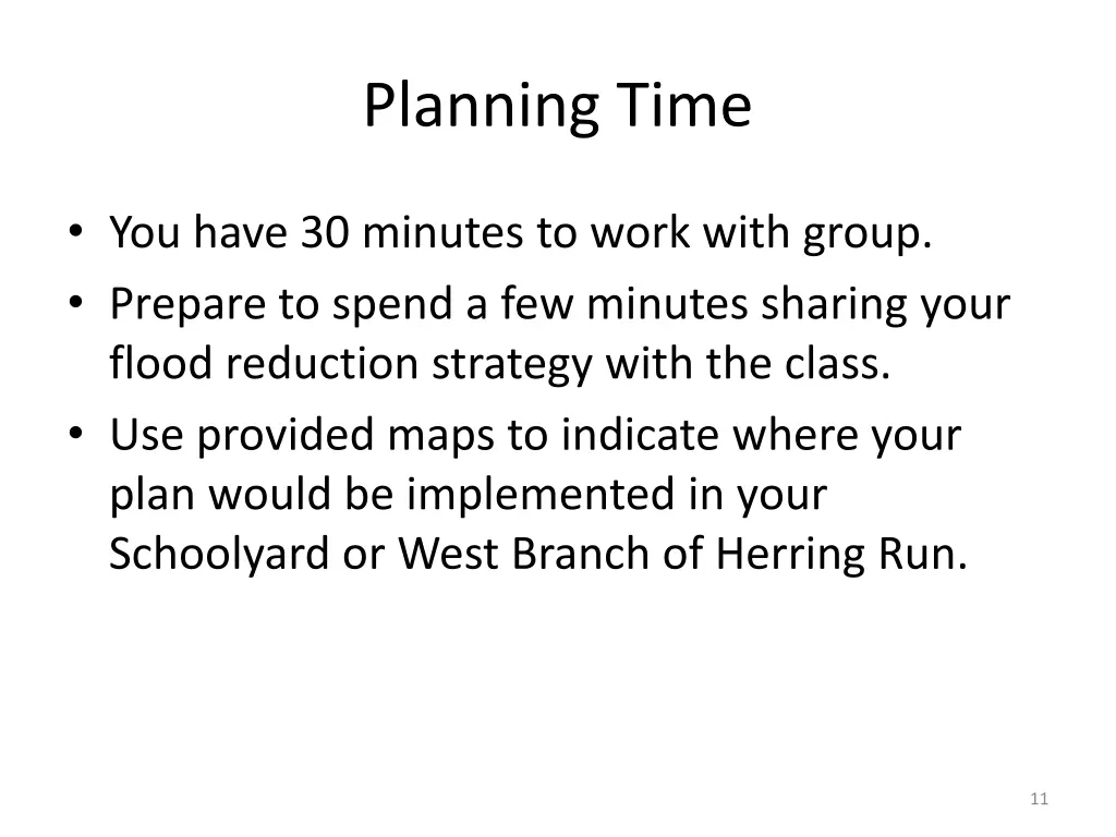 planning time
