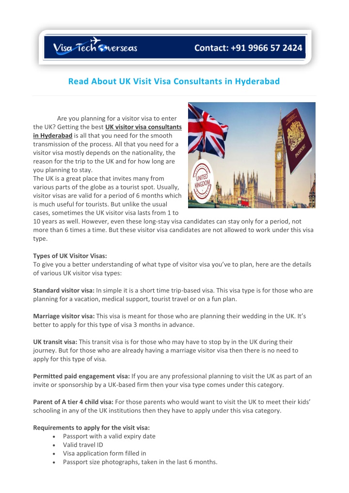 read about uk visit visa consultants in hyderabad