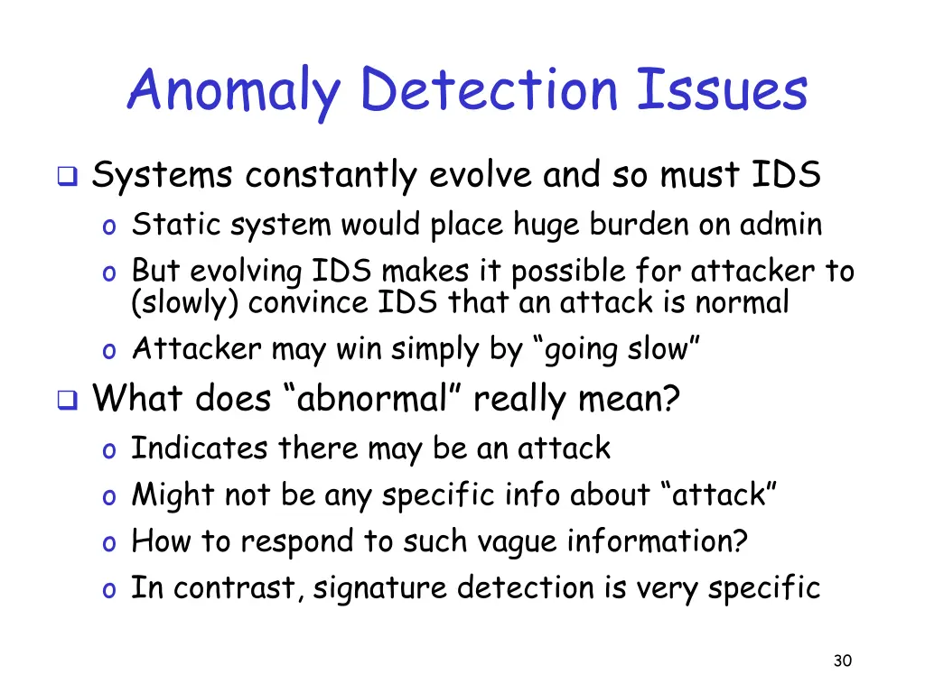 anomaly detection issues