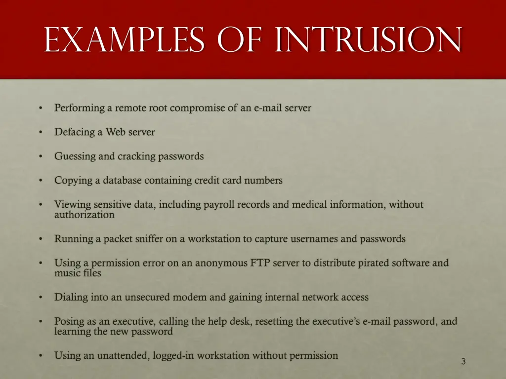 examples of intrusion