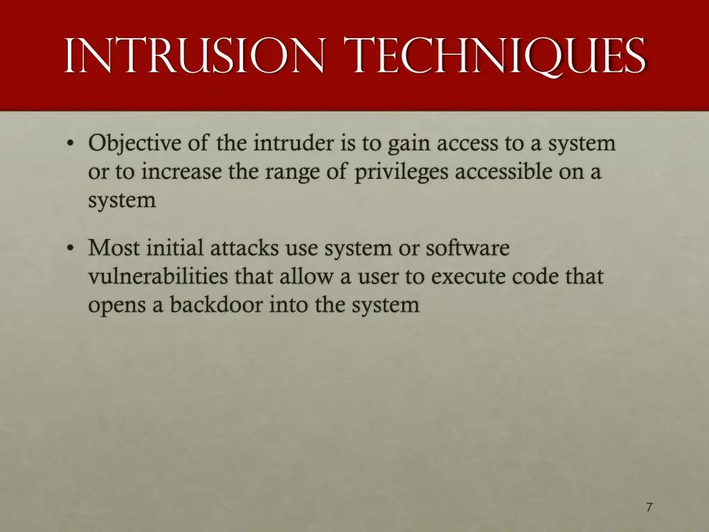 intrusion techniques
