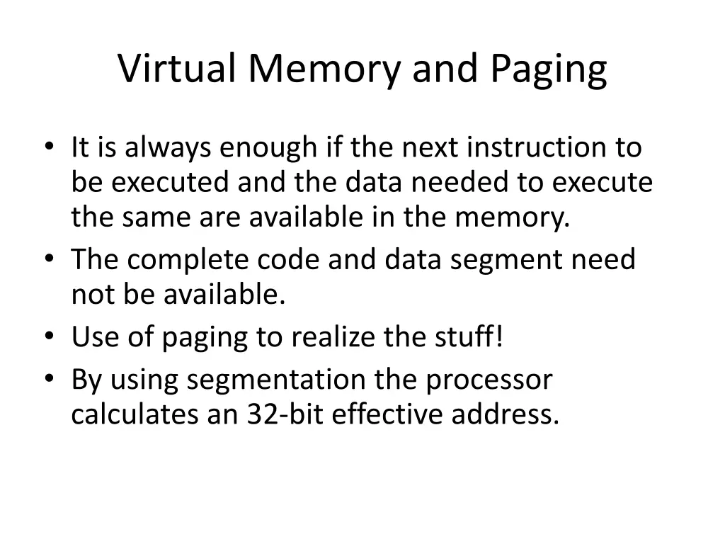virtual memory and paging