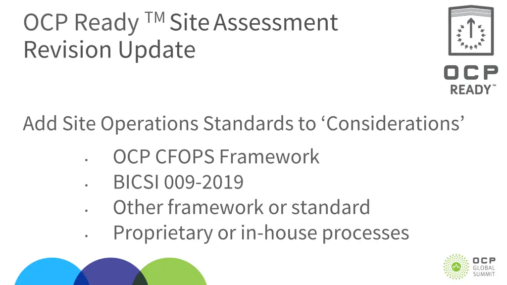 ocp ready tm siteassessment revision update