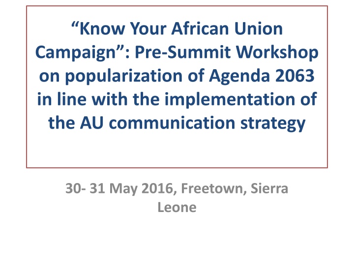 know your african union campaign pre summit