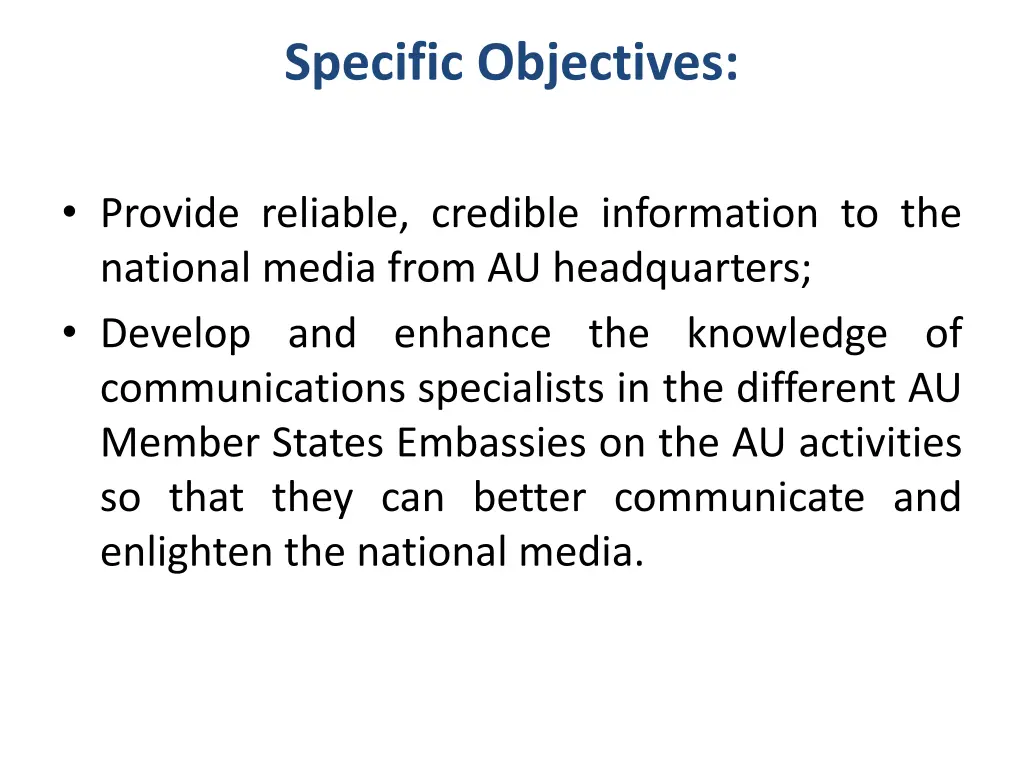 specific objectives