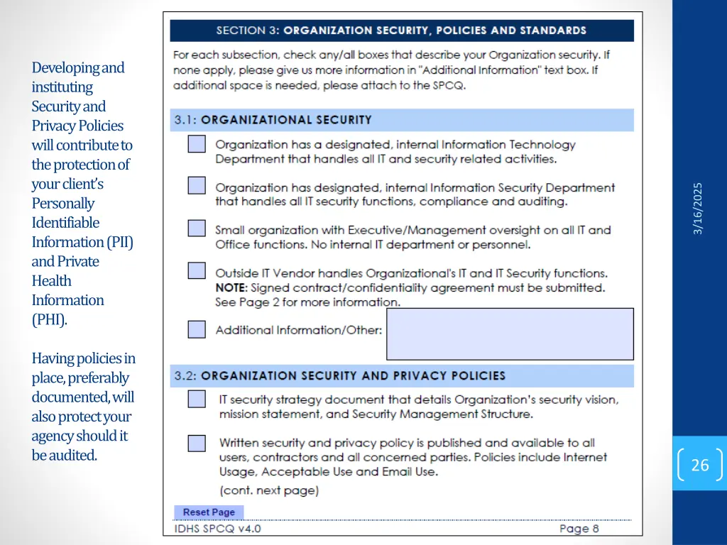 developing and instituting security and privacy