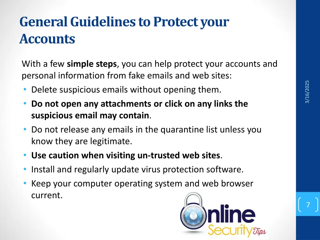 general guidelines to protect your accounts