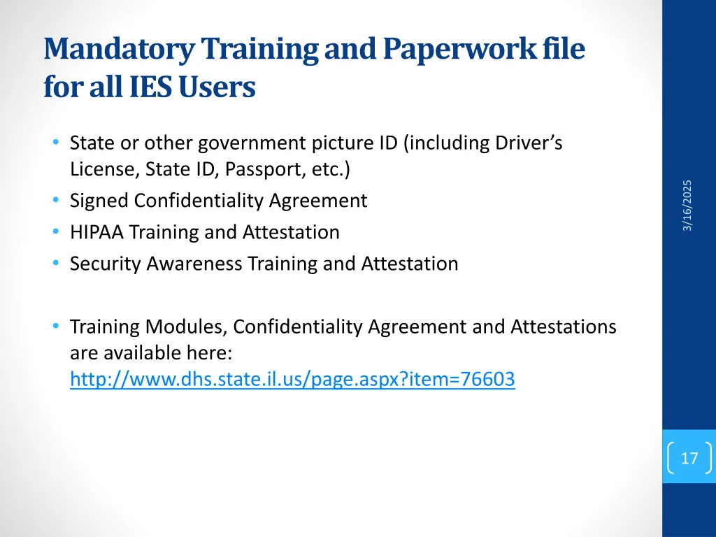 mandatory training and paperwork file