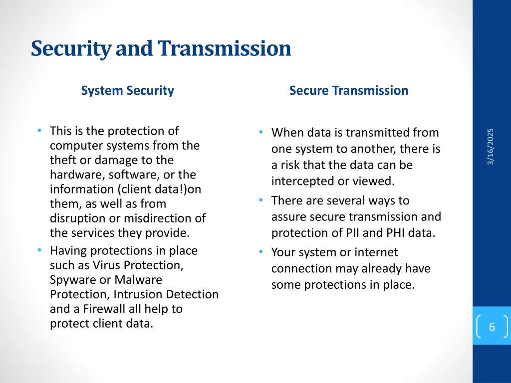 security and transmission