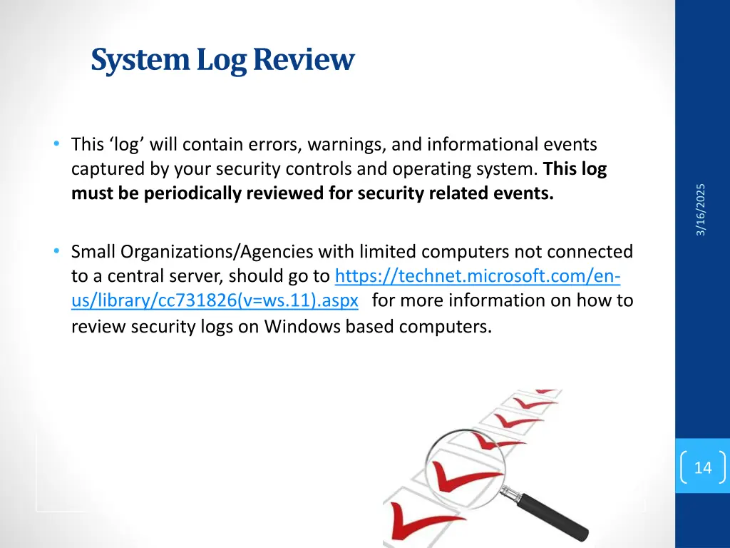 system log review