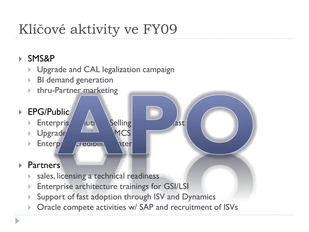 kl ov aktivity ve fy09 apo