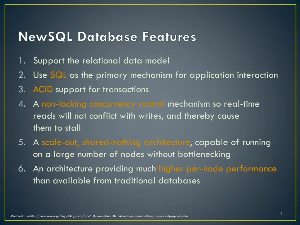 newsql database features