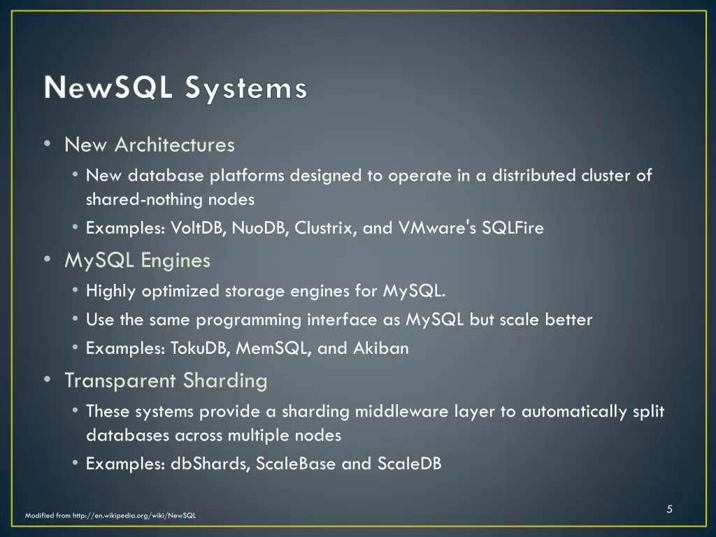newsql systems