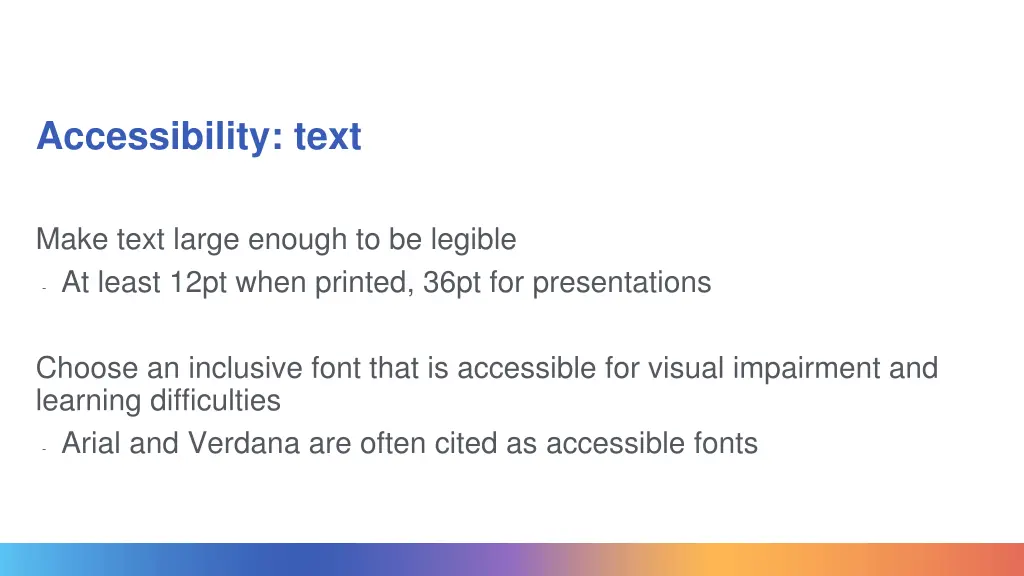 accessibility text