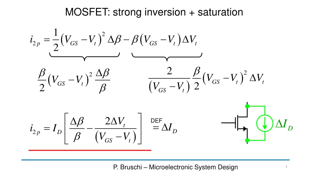 mosfet strong inversion saturation 1