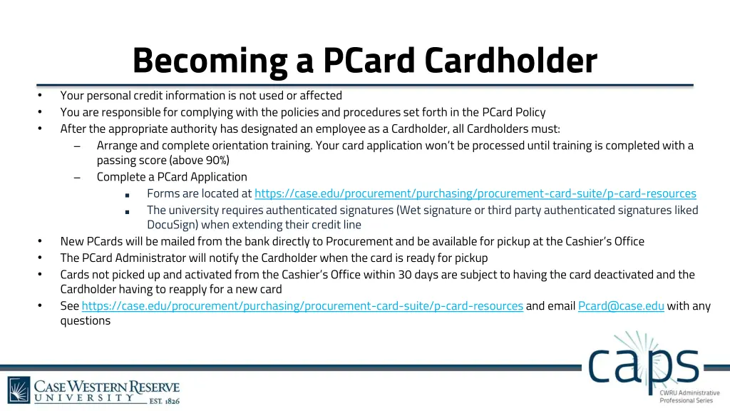 becoming a pcard cardholder your personal credit