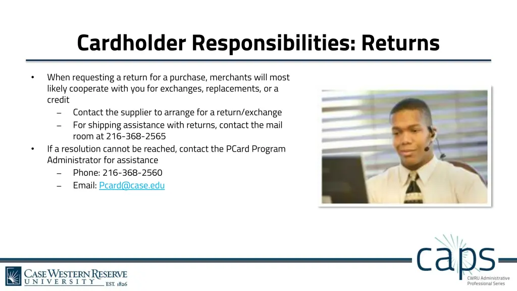 cardholder responsibilities returns